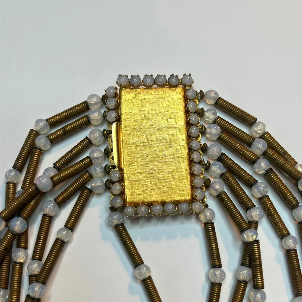 Original By Robert Vintage Brass & Art Glass Beaded Multi Strand Necklace - Picture 7 of 10